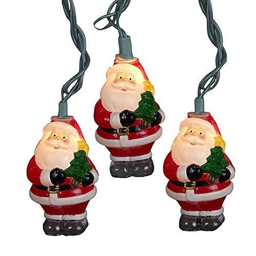 Juego De Luces Kurt Adler Papá Noel Con Árbol, 10 Luces, 3 Pulgadas Ul - Venta Internacional.