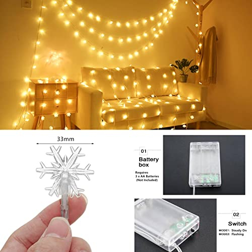 Foto 5 pulgar | Luces Navideñas Cesof De 20 Pies Y 40 Led En Forma De Copo De Nieve, Color Blanco Cálido - Venta Internacional.