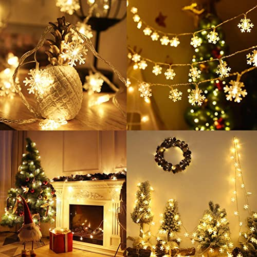 Foto 5 | Luces Navideñas Cesof De 20 Pies Y 40 Led En Forma De Copo De Nieve, Color Blanco Cálido - Venta Internacional.