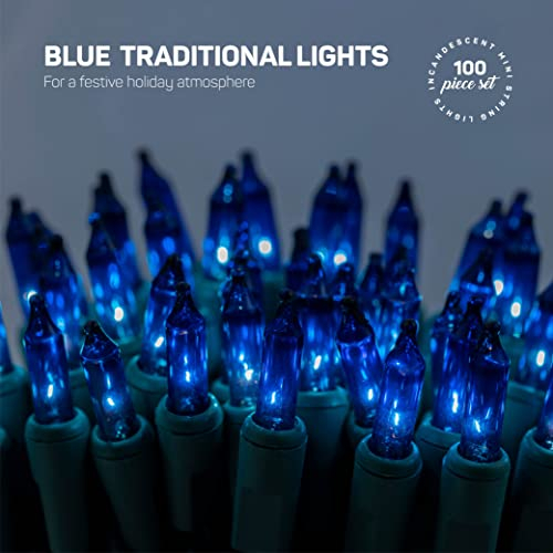 Foto 3 pulgar | Juego De 100 Luces Navideñas Azules Incandescentes De 22,8 Pies - Venta Internacional.