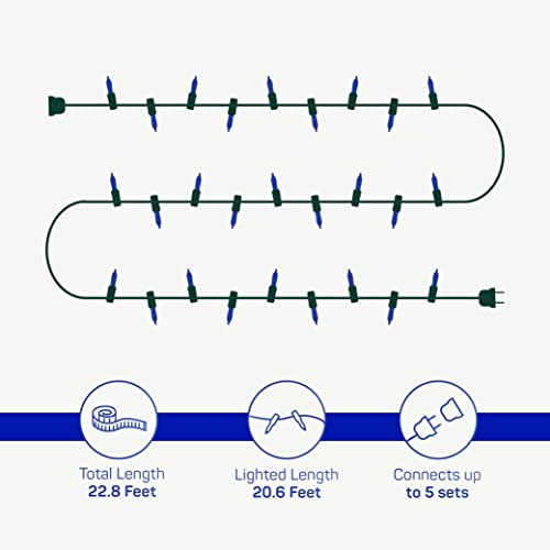 Foto 8 pulgar | Juego De 100 Luces Navideñas Azules Incandescentes De 22,8 Pies - Venta Internacional.