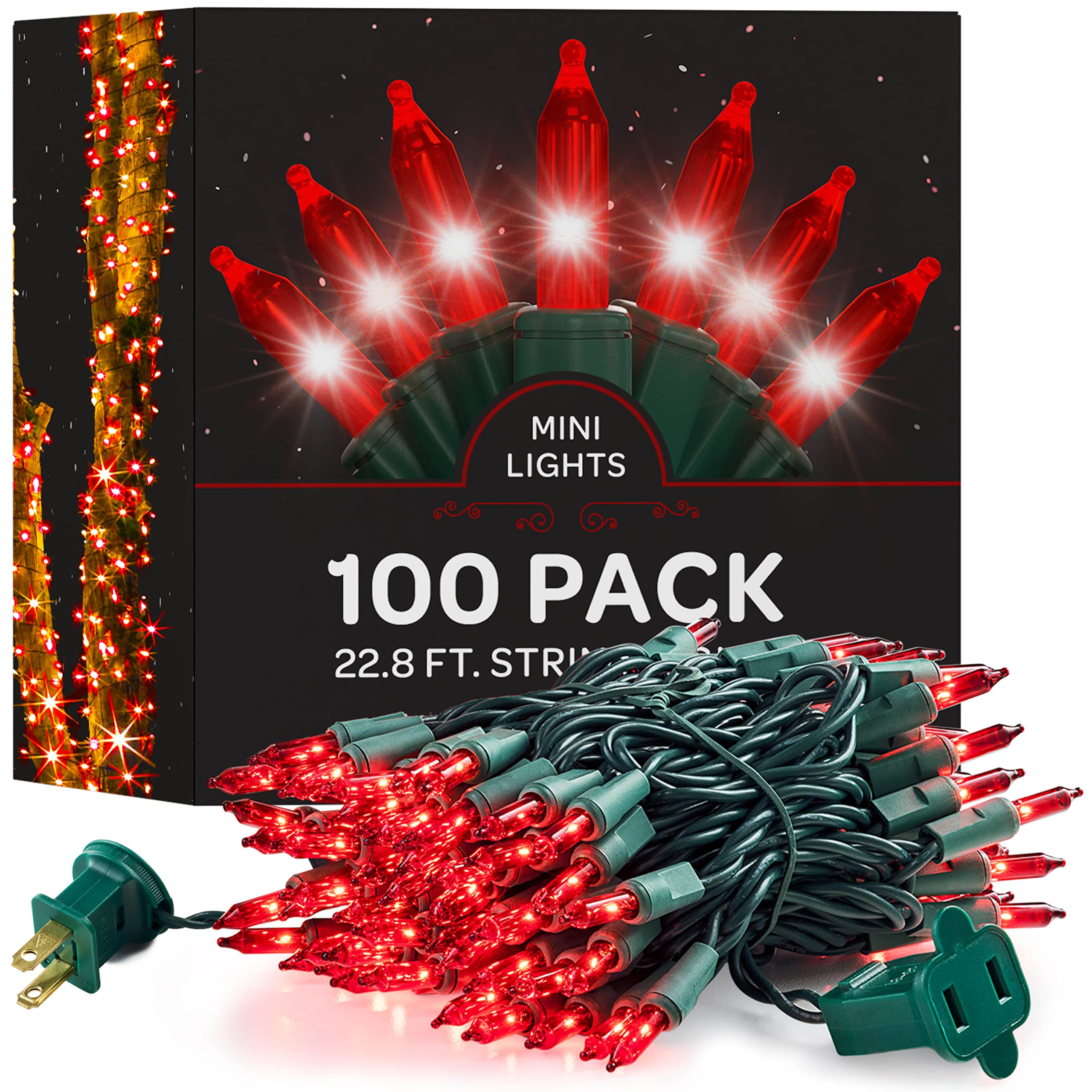 Foto 2 pulgar | Juego De 100 Minicadenas Incandescentes Rojas De Luces Navideñas - Venta Internacional.