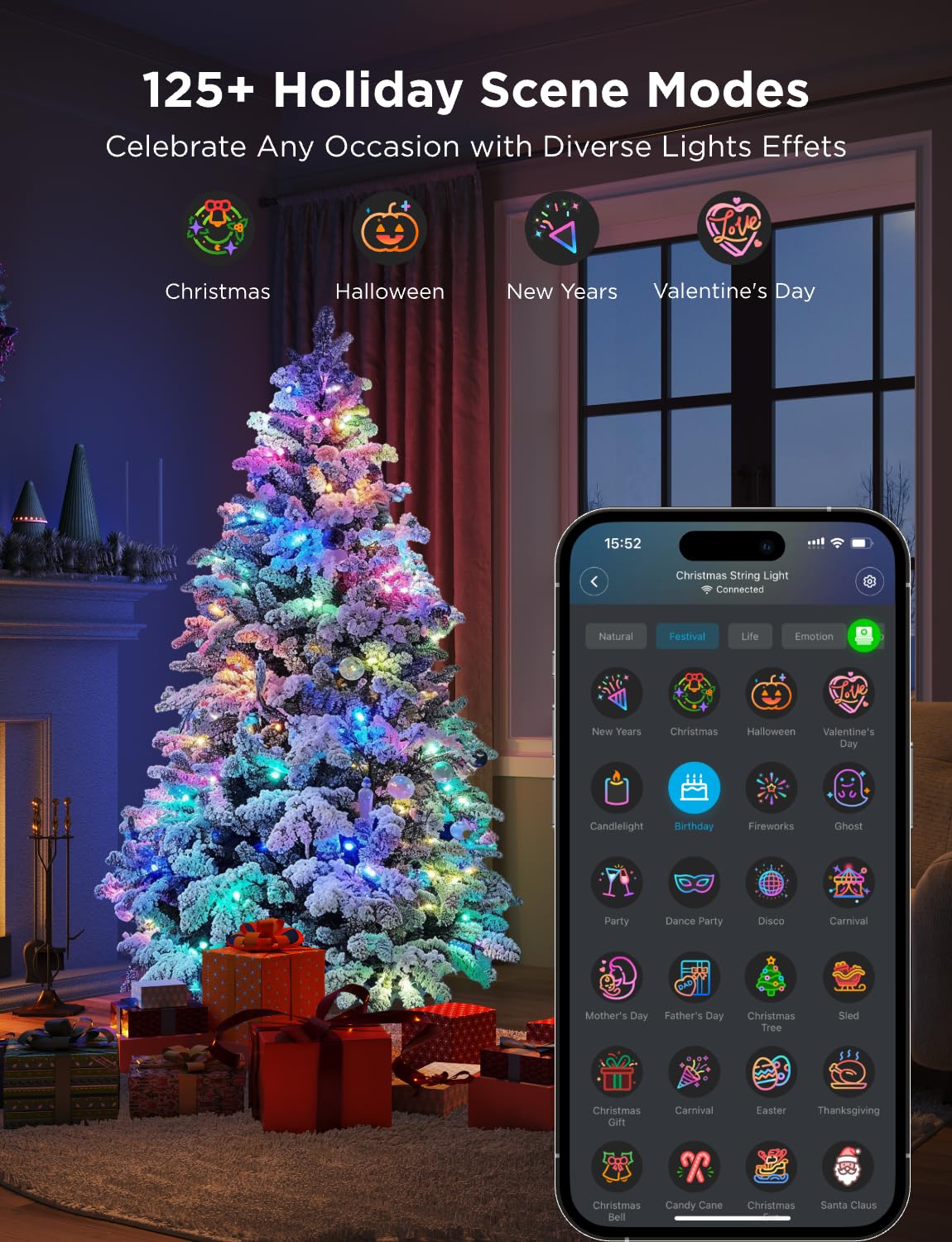 Foto 3 pulgar | Luces Navideñas Govee Smart Rgbic De 10 M, Más De 125 Modos De Escena - Venta Internacional.