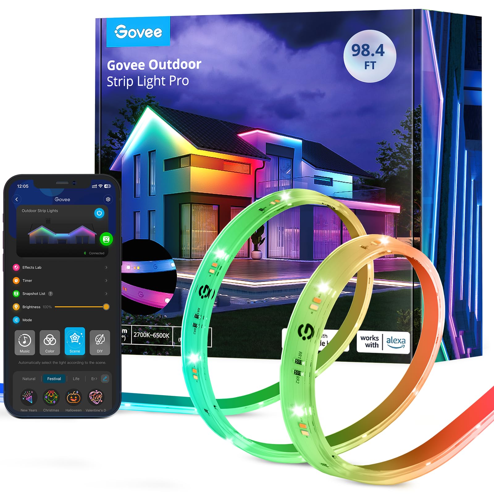 Foto 1 | Tira De Luces Led Para Exteriores Govee Rgbic, 30 M, Wifi, Resistente Al Agua - Venta Internacional.