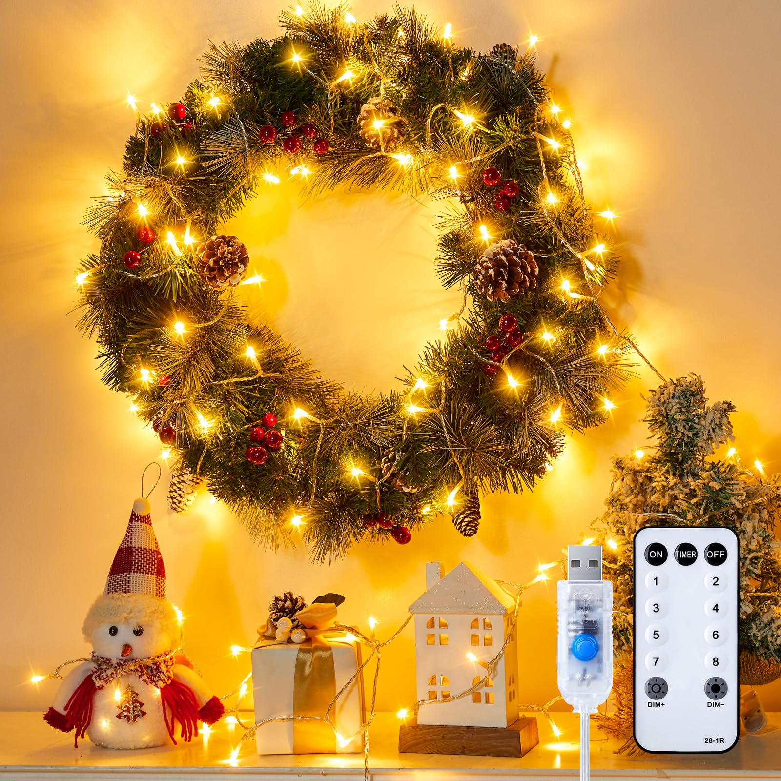 Foto 2 pulgar | Cadena De Luces Minetom, 100 Led, 12 M, Alimentadas Por Usb Con Mando A Distancia, Color Blanco Cálido - Venta Int