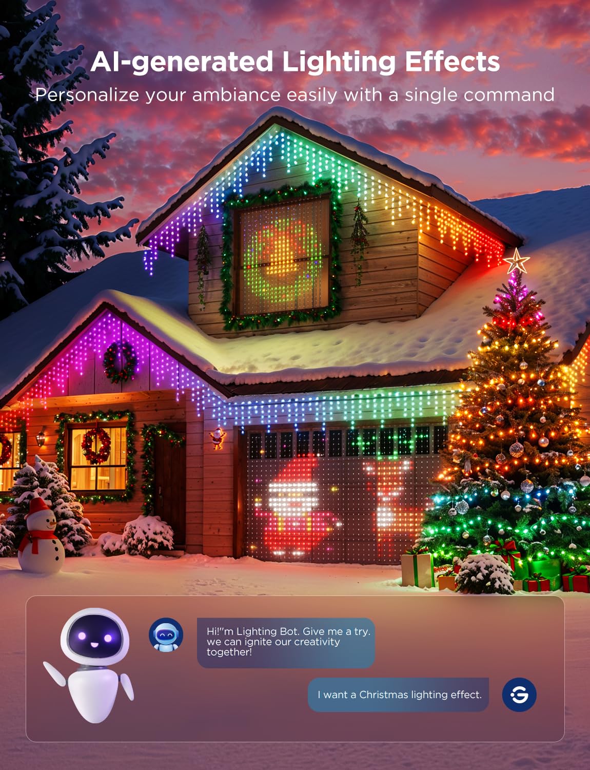 Foto 4 pulgar | Luces Navideñas Govee Rgbwic de 99 Pies y 300 Led con Mapeo de Formas - Venta Internacional