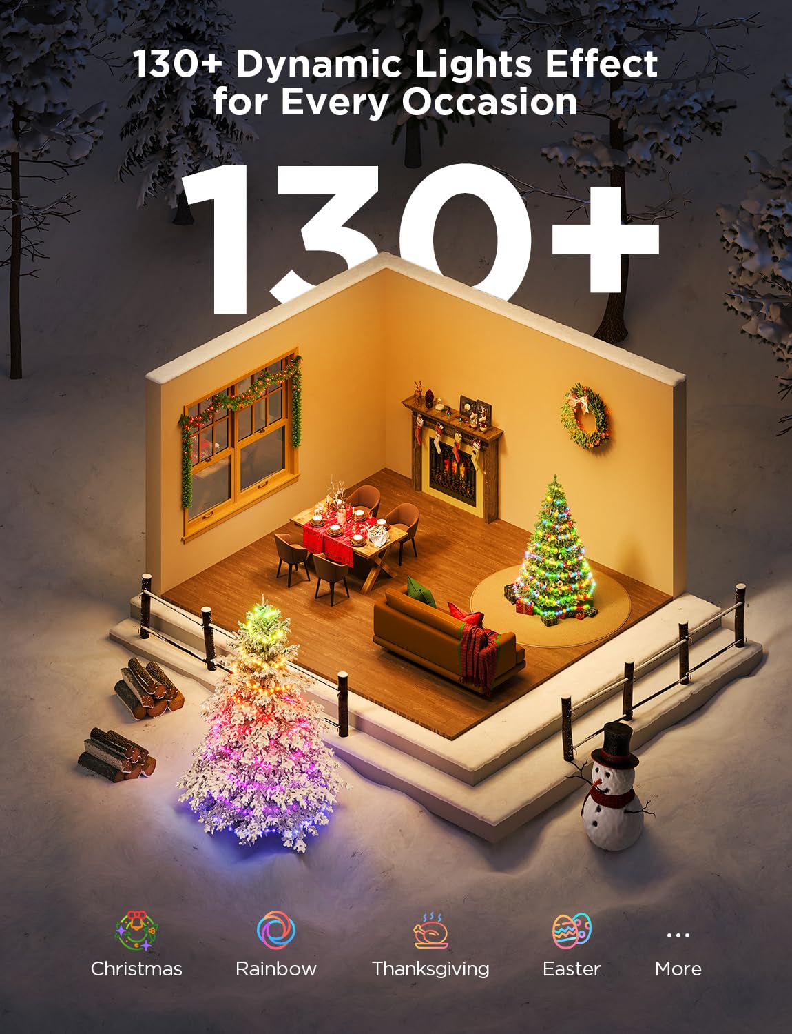 Foto 4 | Luces Navideñas Govee Rgbwic de 99 Pies y 300 Led con Mapeo de Formas - Venta Internacional