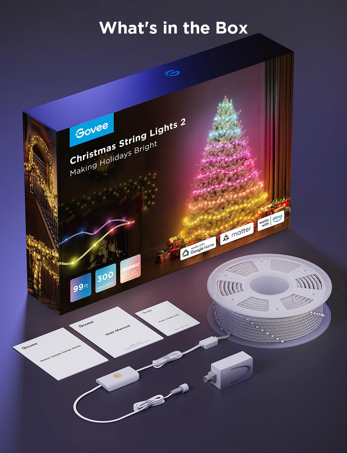 Foto 6 | Luces Navideñas Govee Rgbwic de 99 Pies y 300 Led con Mapeo de Formas - Venta Internacional