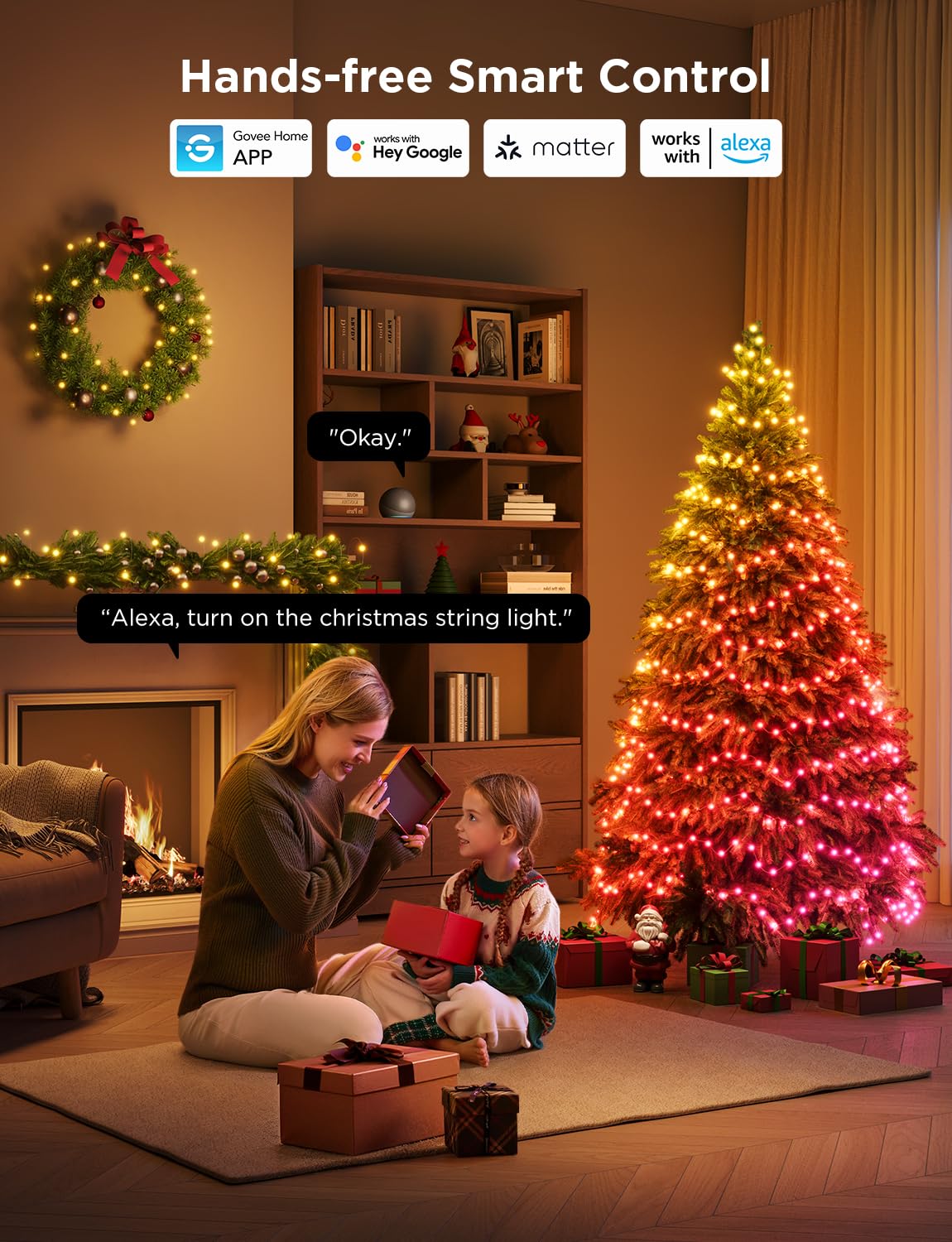 Foto 8 pulgar | Luces Navideñas Govee Rgbwic de 99 Pies y 300 Led con Mapeo de Formas - Venta Internacional