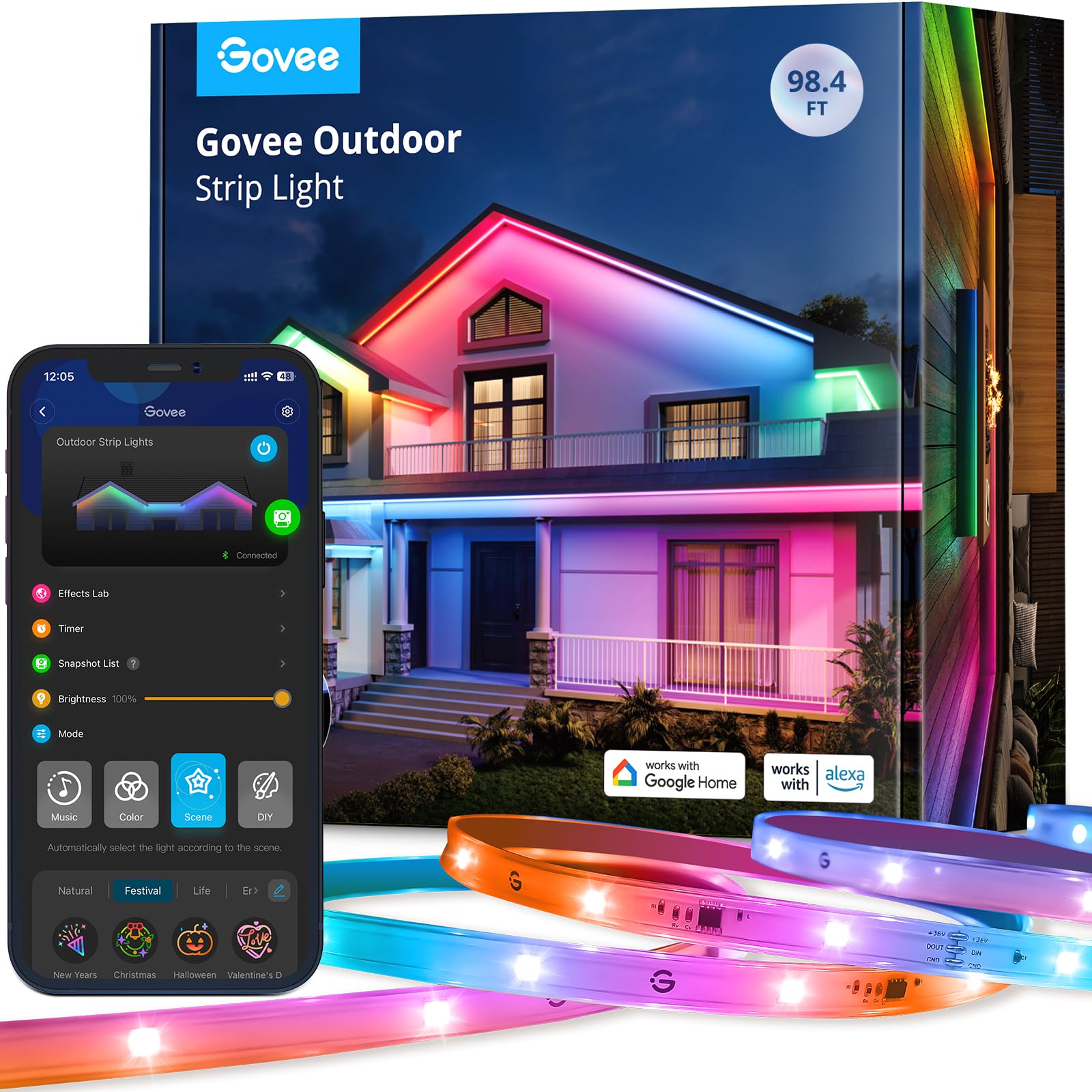 Foto 2 pulgar | Tira De Luces Led Govee Outdoor, Resistente Al Agua, 30 M, Con Wifi Rgbic - Venta Internacional.