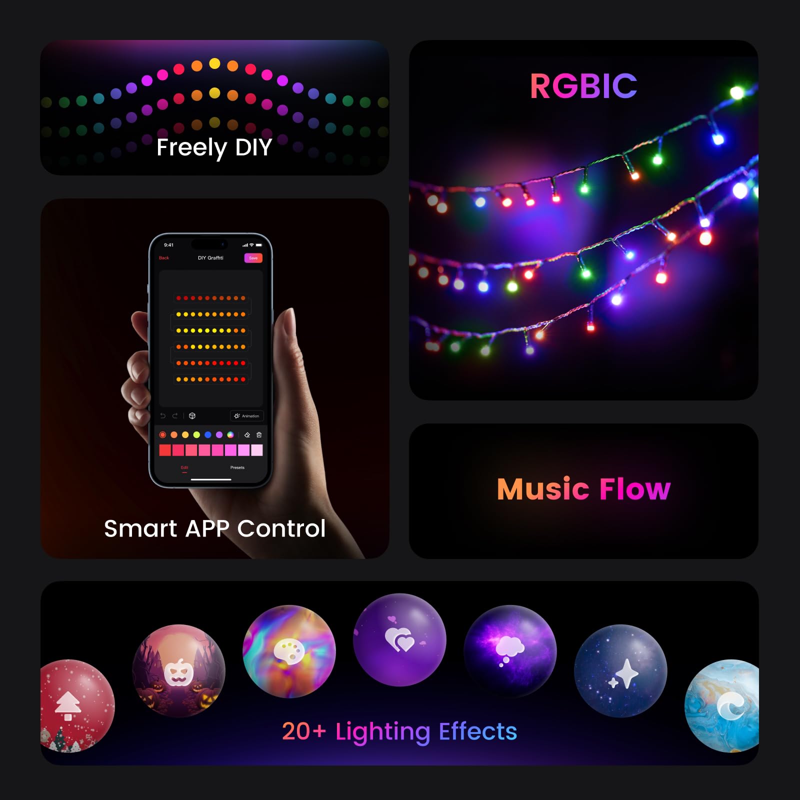 Foto 3 pulgar | Tira De Luces Para Árbol De Navidad Yeelight Rgbic De 20 M Con 200 Led - Venta Internacional.