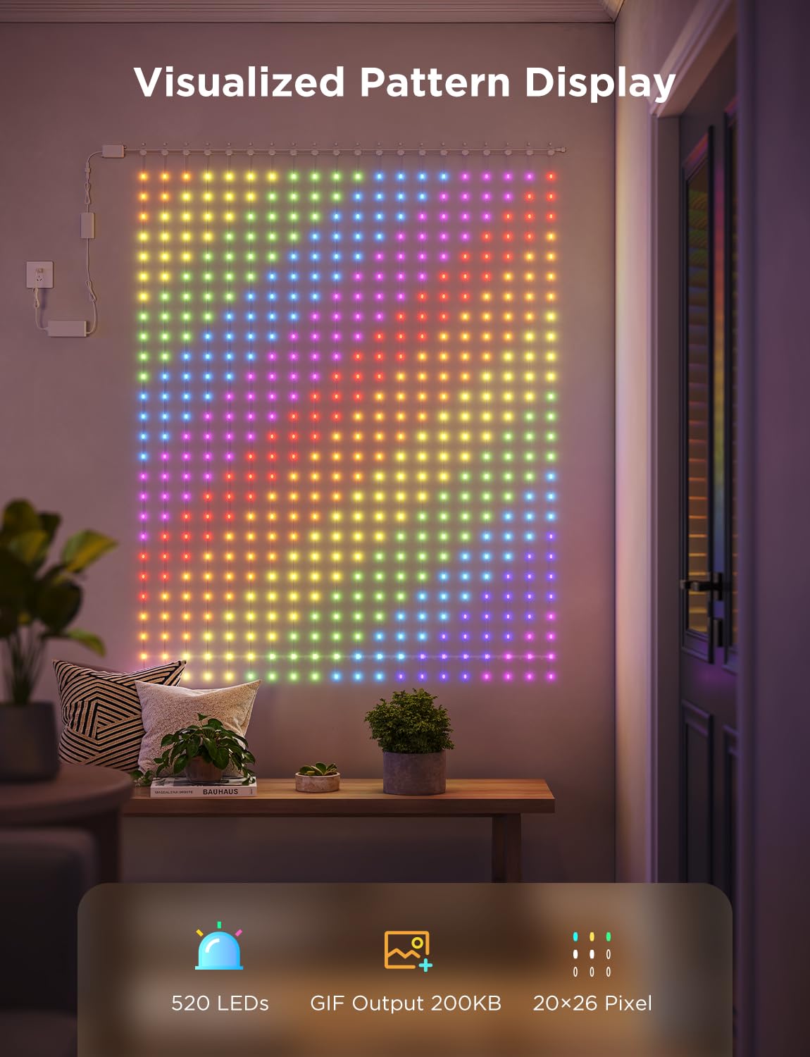 Foto 3 | Luces De Cortina Govee 2 Smart Led 1040 Rgbic, 3 X 2 M, Ip65, Impermeables - Venta Internacional.