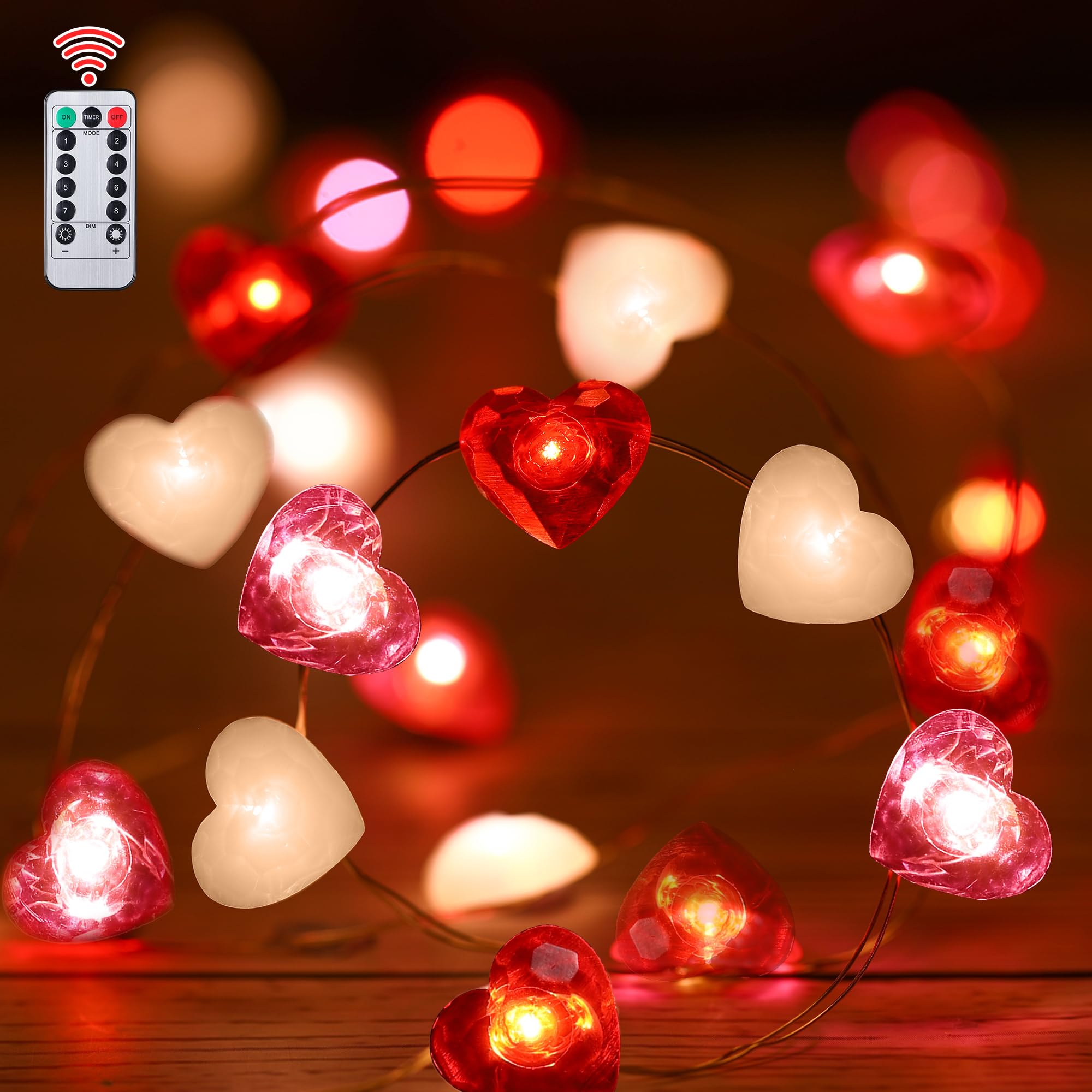 Foto 2 pulgar | Guirnalda De Luces Led Hiboom De 3 M, Color Rojo, Rosa Y Blanco, En Forma De Corazón - Venta Internacional.