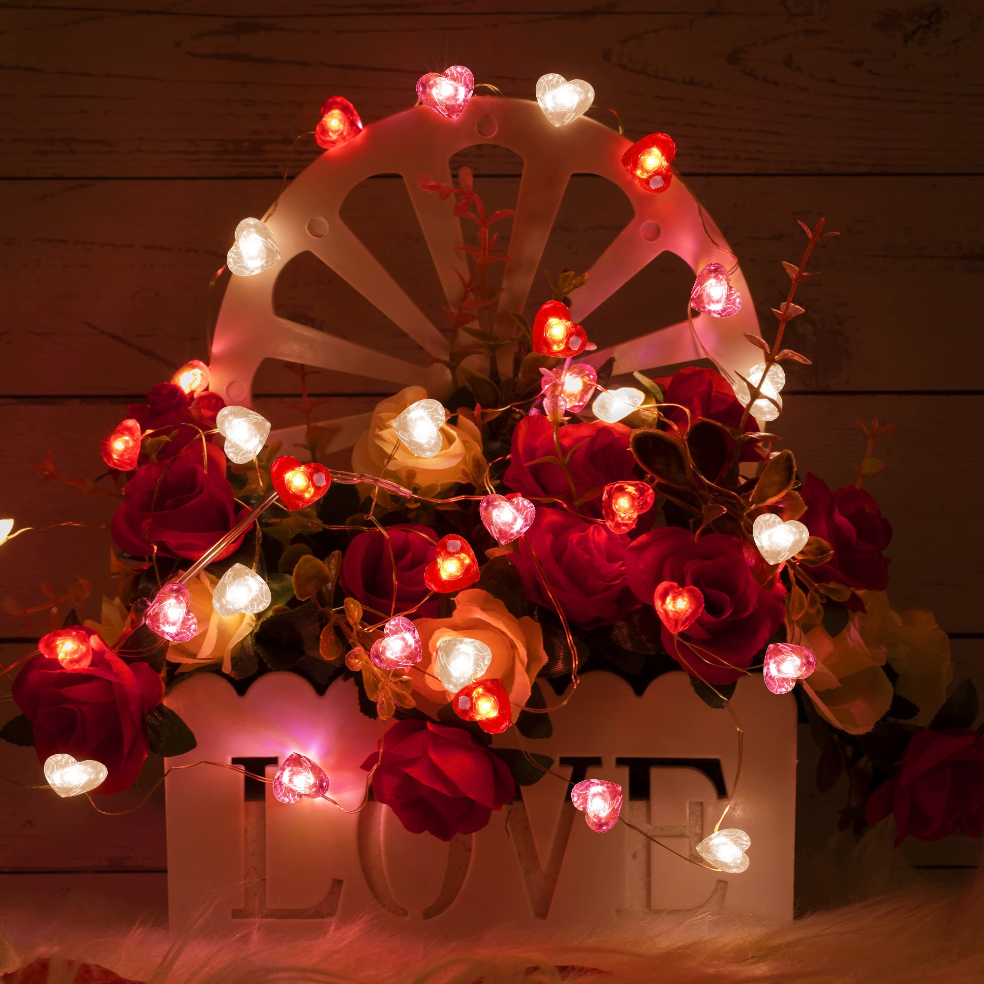 Foto 7 | Guirnalda De Luces Led Hiboom De 3 M, Color Rojo, Rosa Y Blanco, En Forma De Corazón - Venta Internacional.