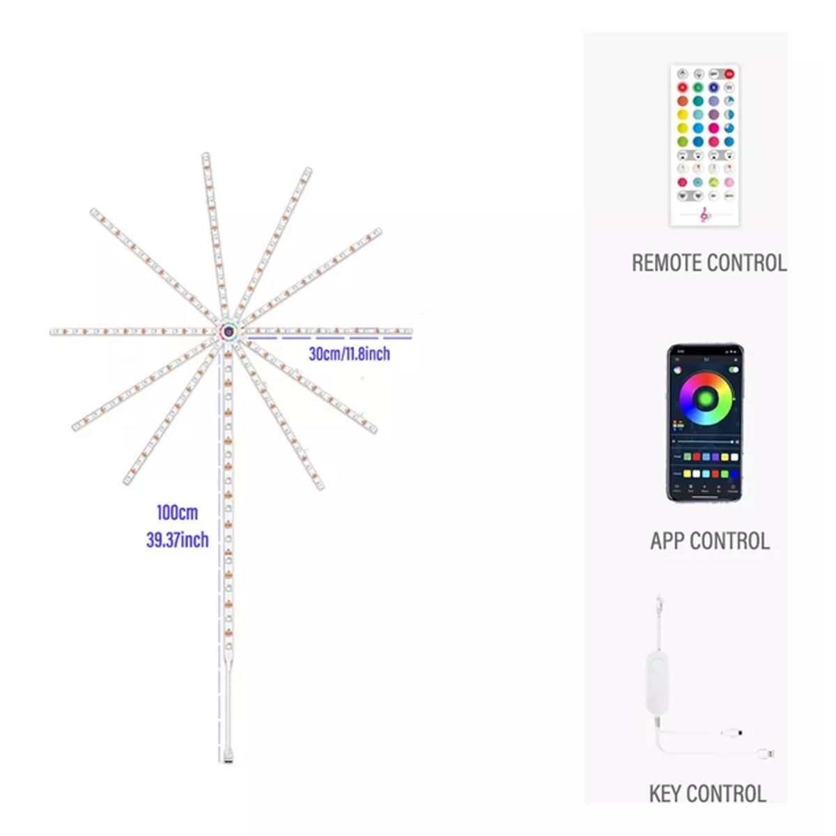 Luces de Fuegos Artificiales Inteligentes para Interiores con Control Remoto Y Control de Aplicación