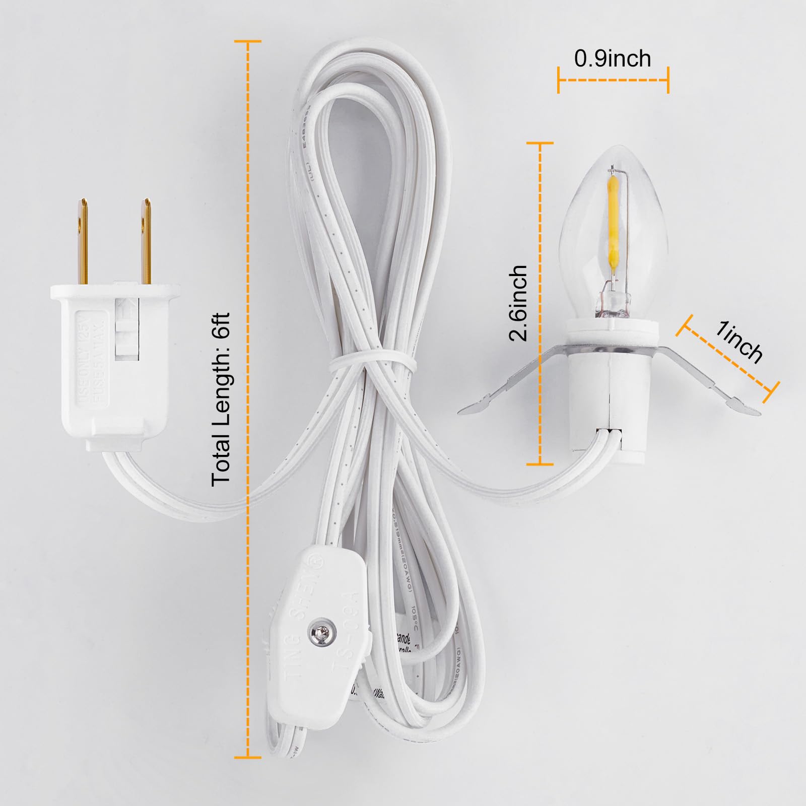 Foto 8 pulgar | Cable de Accesorios Brightown de 6 Pies con Bombilla Certificado UL Paquete de 2 Unidades - Venta Internacional