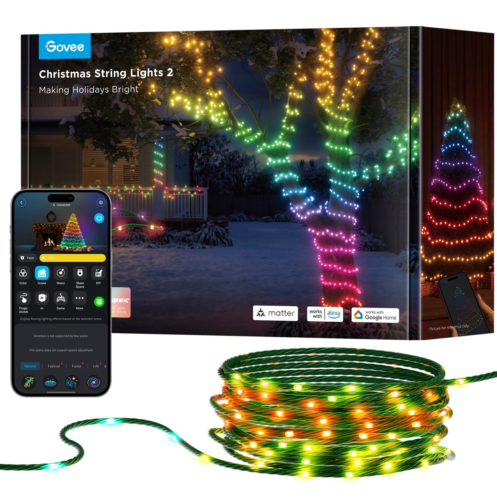 Luces Navideñas Govee Rgbwic 1000 Led De 328 Pies Con Mapeo De Formas - Venta Internacional.