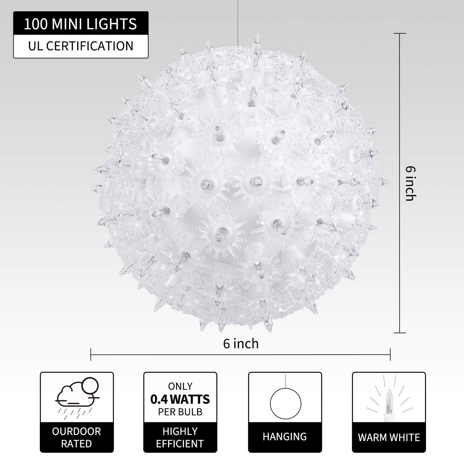 Foto 6 pulgar | Luces Navideñas En Forma De Bola Brightown 15 Cm Con 100 Bombillas Led - Venta Internacional