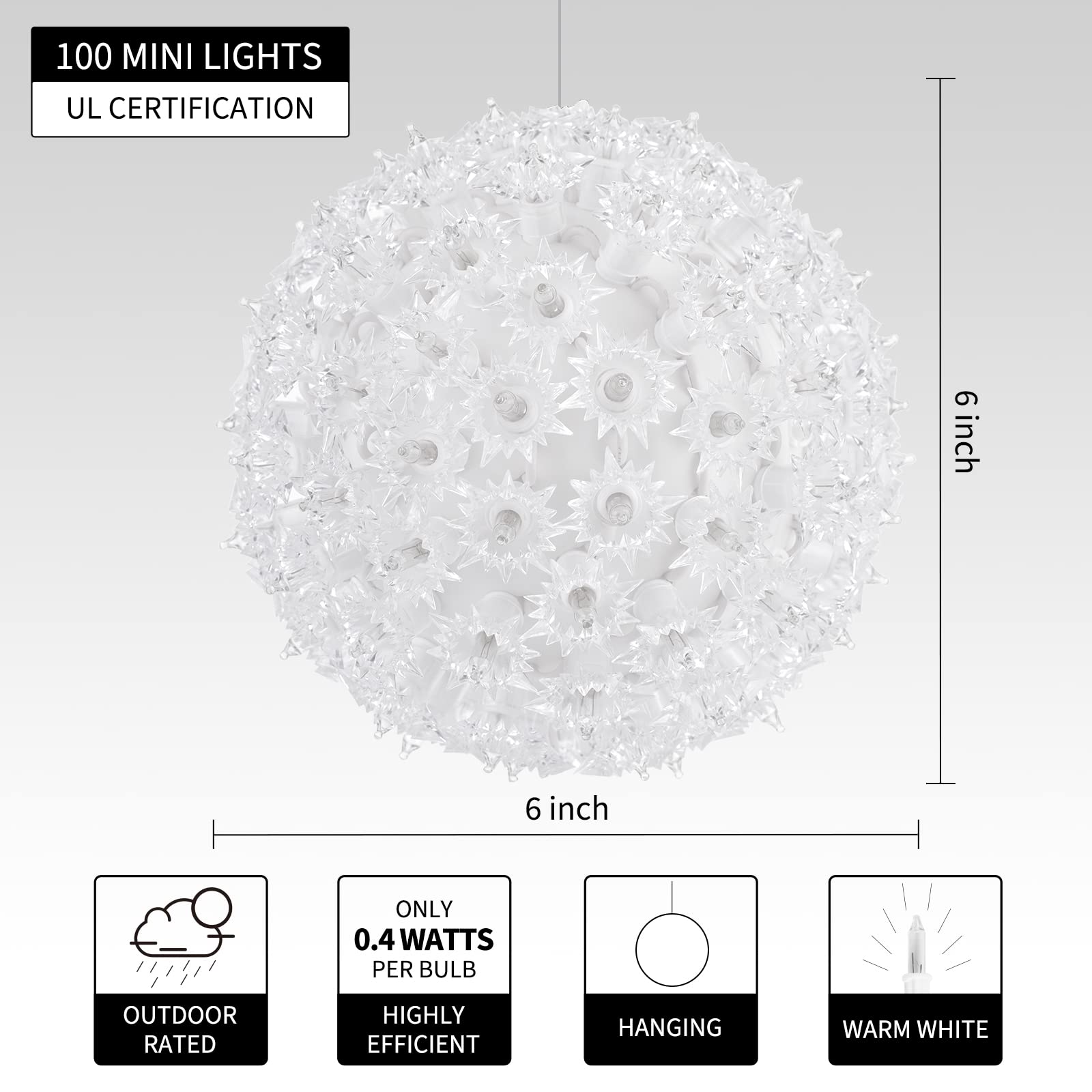 Foto 5 pulgar | Luces de Esfera Navideñas Brightown para Exteriores 6 cm 2 Piezas - Venta Internacional