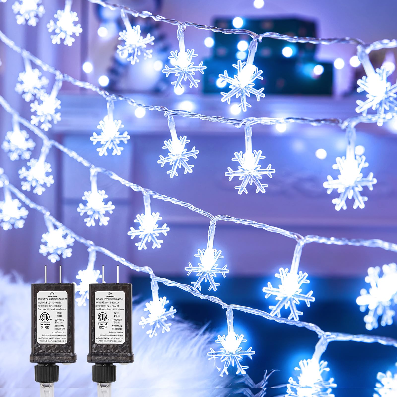 Luces Navideñas Brightown 100 Led Copos de Nieve 8 Modos Paquete de 2 - Venta Internacional