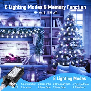 Foto 2 | Luces Navideñas Brightown 100 Led Copos de Nieve 8 Modos Paquete de 2 - Venta Internacional