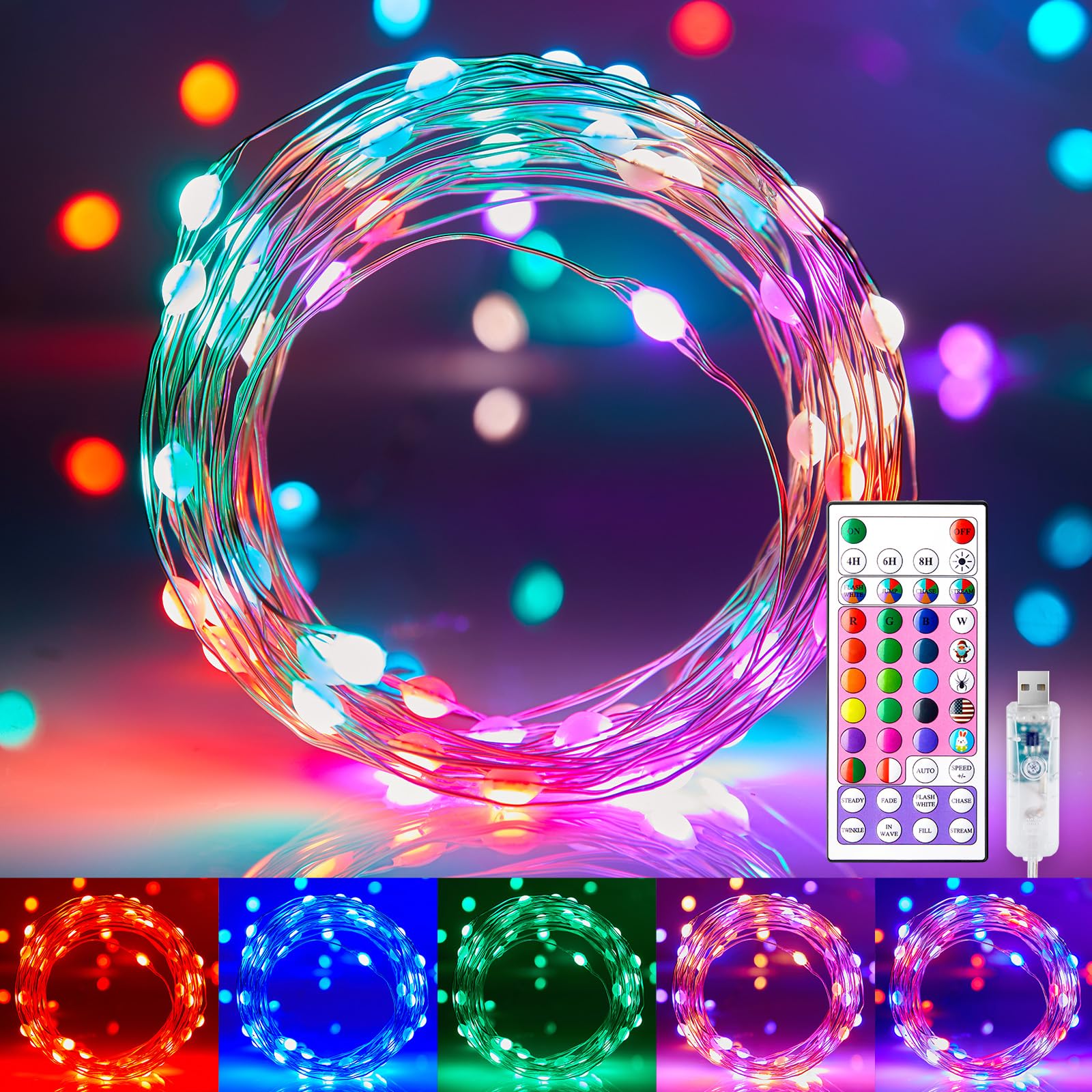 Fairy Lights Minetom Que Cambia De Color, 66 Pies, 200 Led Con Control Remoto - Venta Internacional.