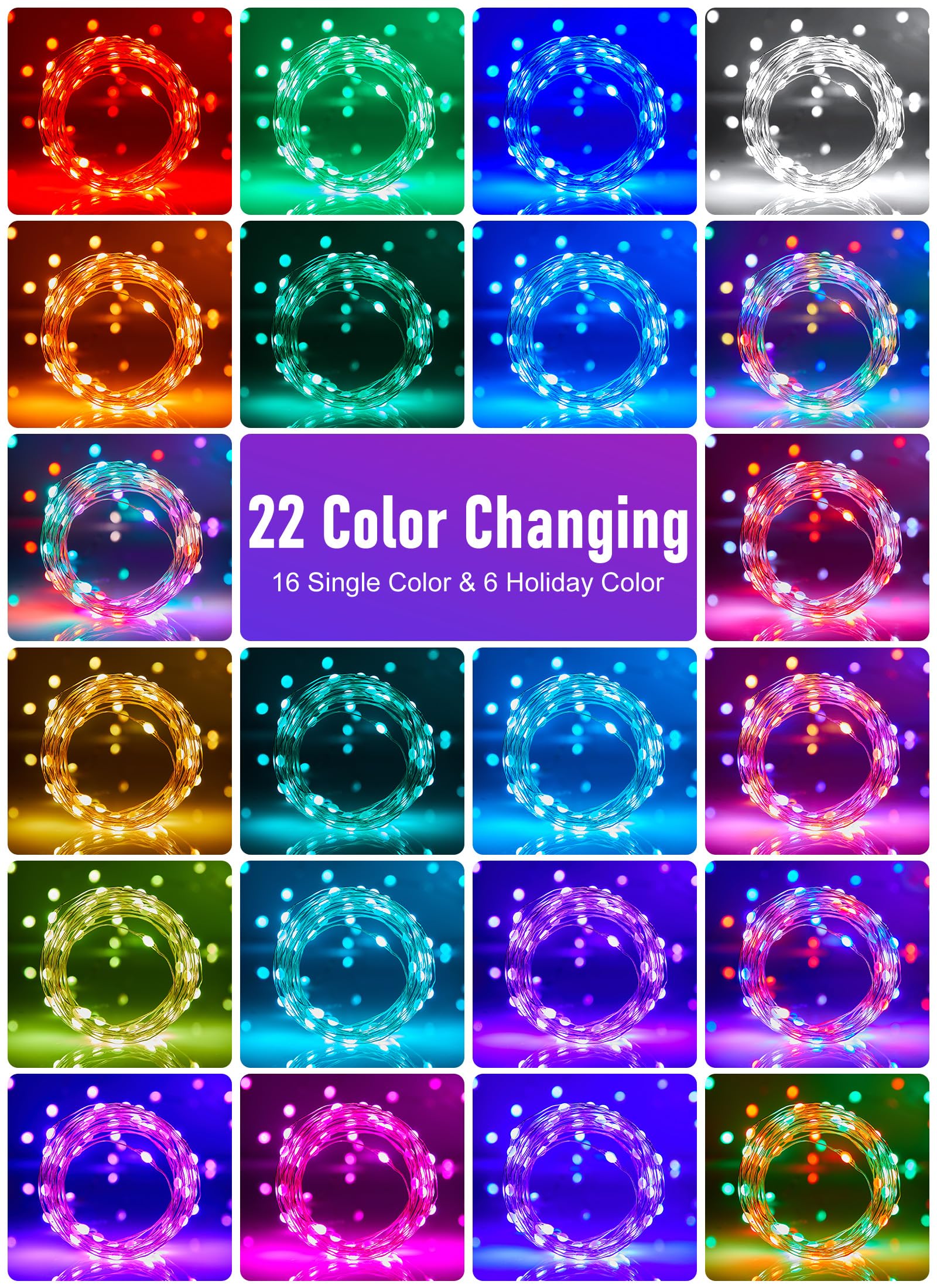 Foto 3 pulgar | Fairy Lights Minetom Que Cambia De Color, 66 Pies, 200 Led Con Control Remoto - Venta Internacional.