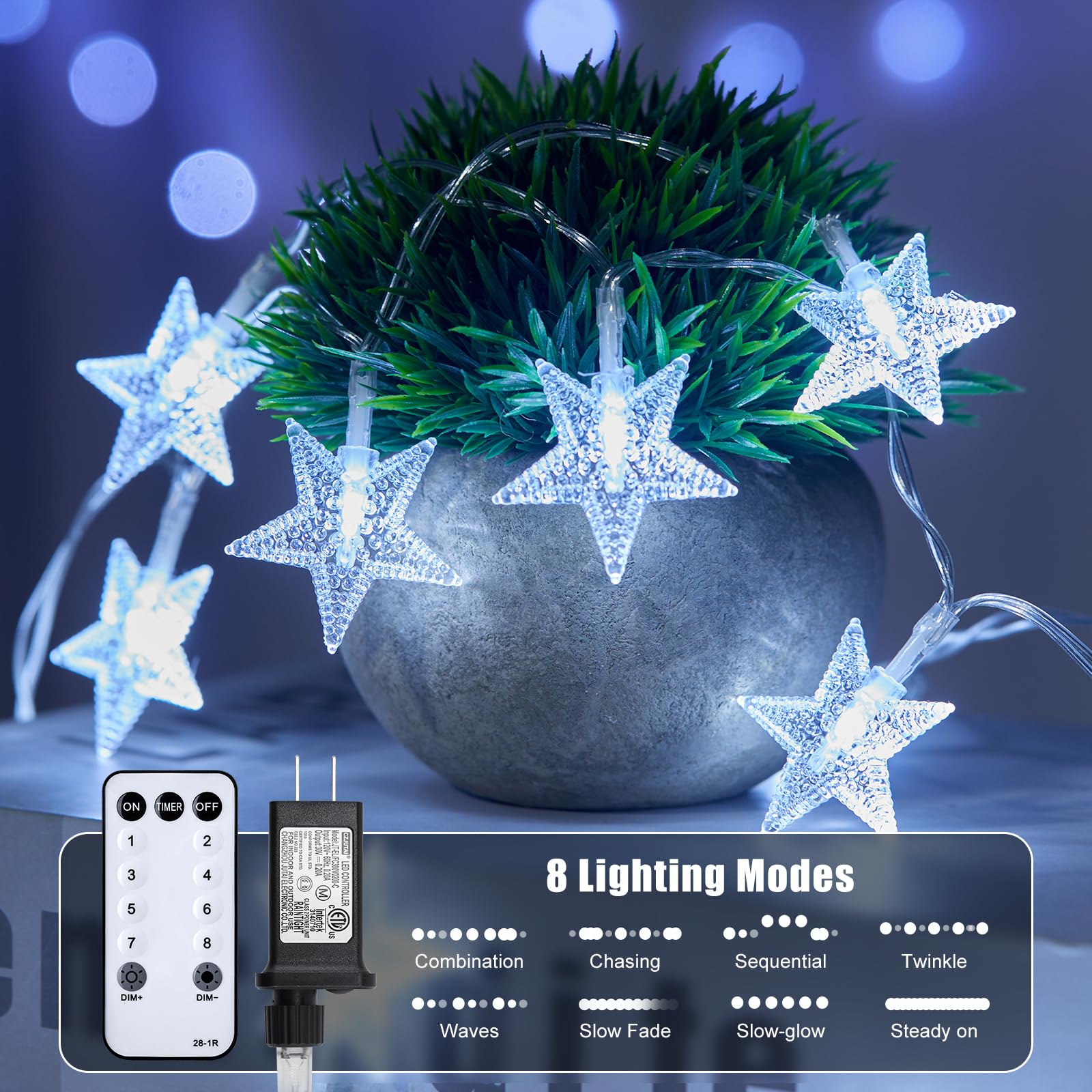 Foto 4 pulgar | Cadena de Luces Minetom de 33 Pies y 100 Led con Control Remoto y Temporizador - Venta Internacional