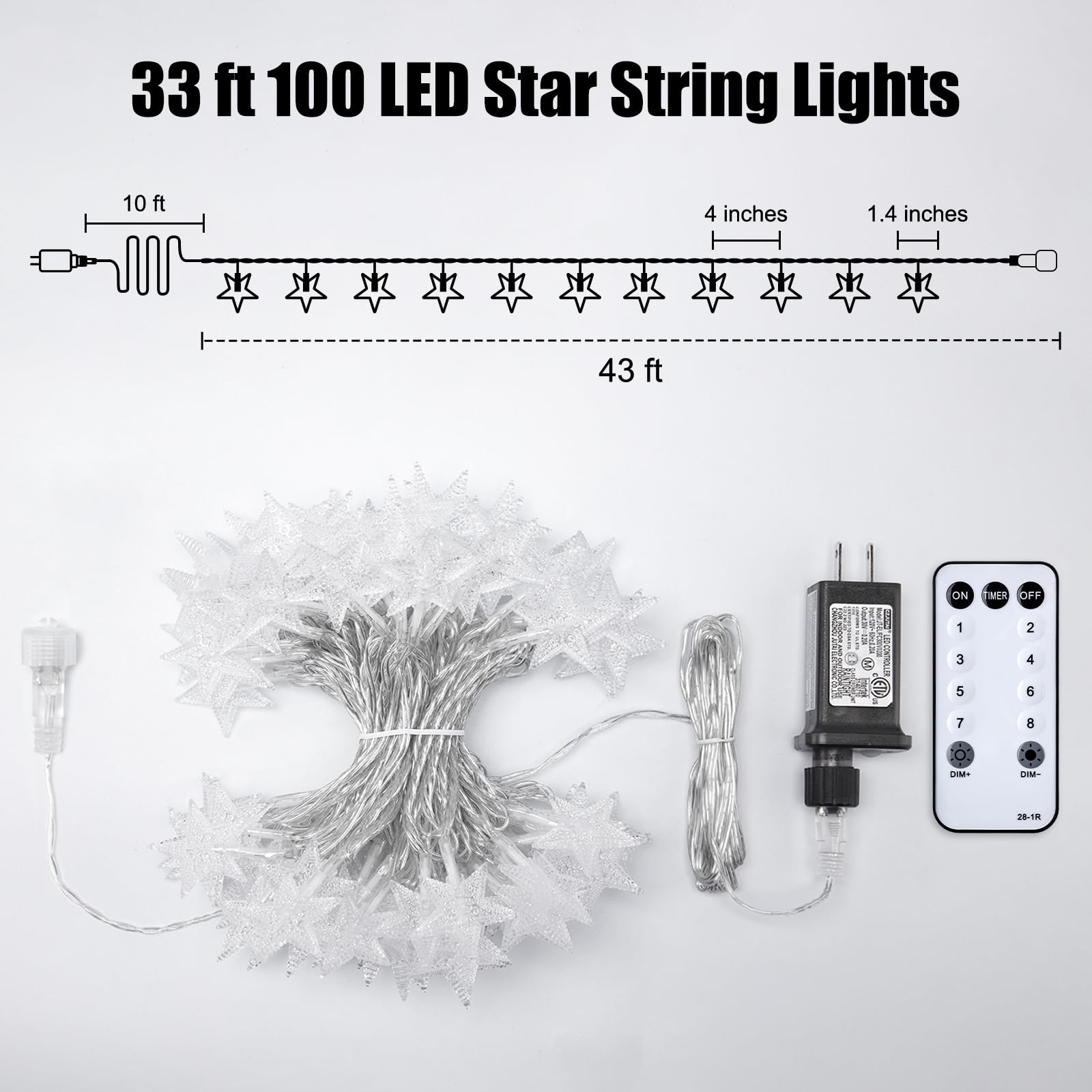 Foto 8 pulgar | Cadena de Luces Minetom de 33 Pies y 100 Led con Control Remoto y Temporizador - Venta Internacional