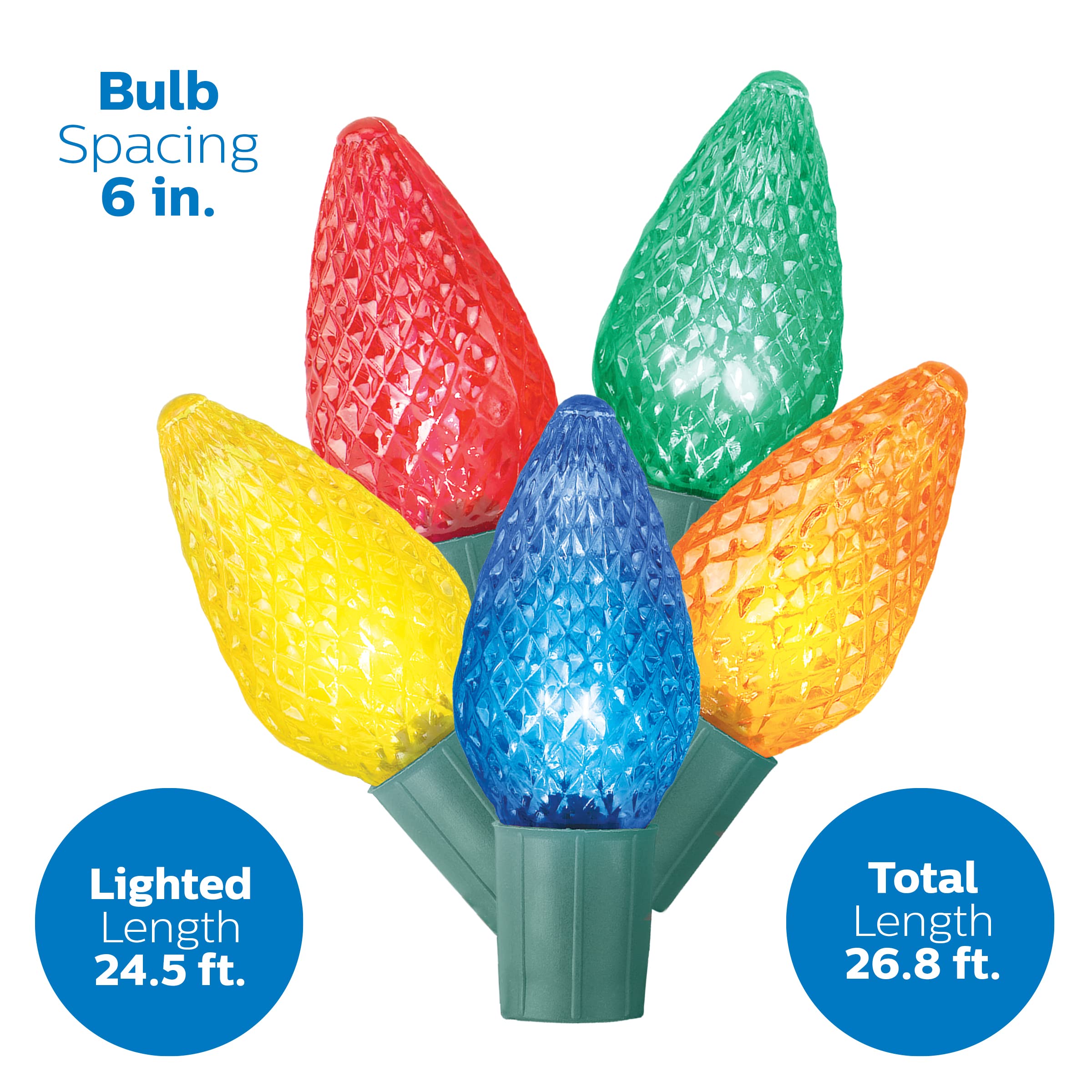 Foto 4 pulgar | Luces Navideñas Philips 50 Led Blanco Cálido C9 Facetadas - Venta Internacional
