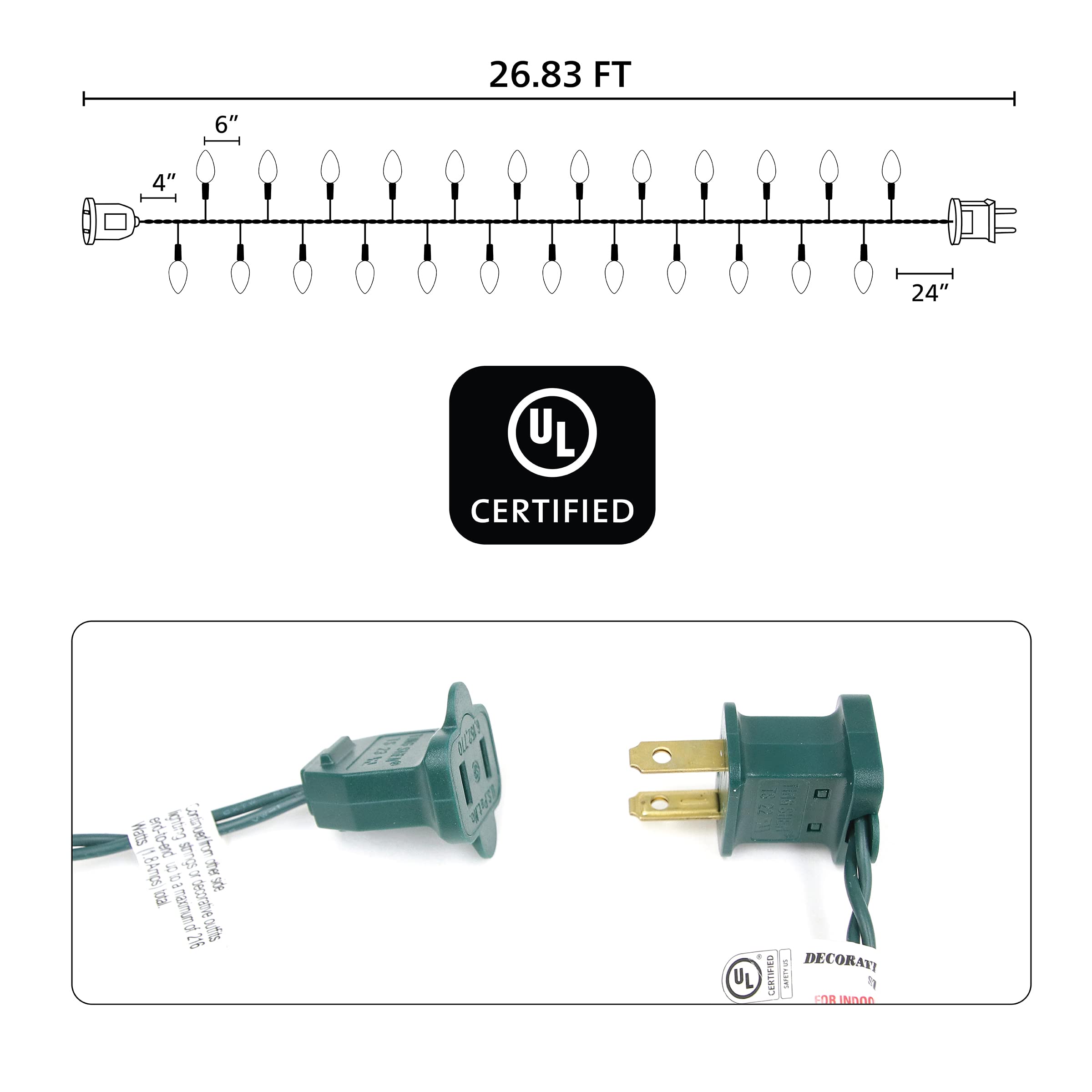 Foto 7 pulgar | Luces Navideñas Philips 50 Led Blanco Cálido C9 Facetadas - Venta Internacional