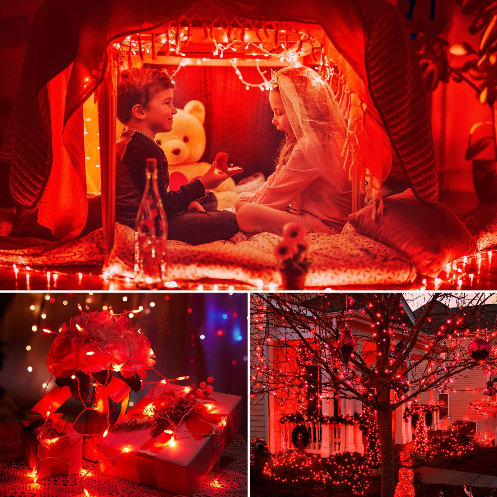 Foto 6 pulgar | Cadena De Luces Brightown, Color Rojo, 20 Led, 2,4 M, Funciona Con Pilas, Paquete De 4 - Venta Internacional.