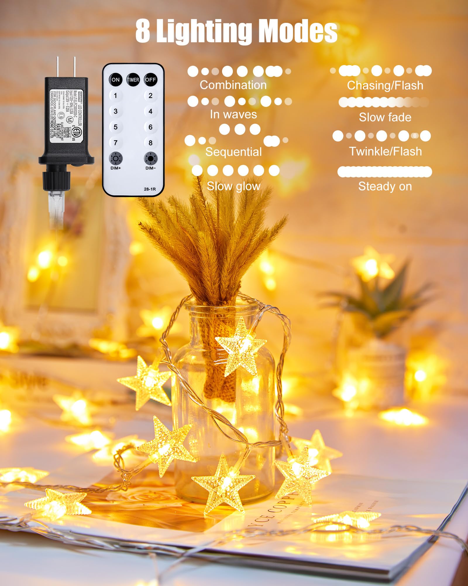 Foto 4 pulgar | Cadena De Luces Minetom Star 200 Led, Enchufe De 20 M Con Mando A Distancia - Venta Internacional.