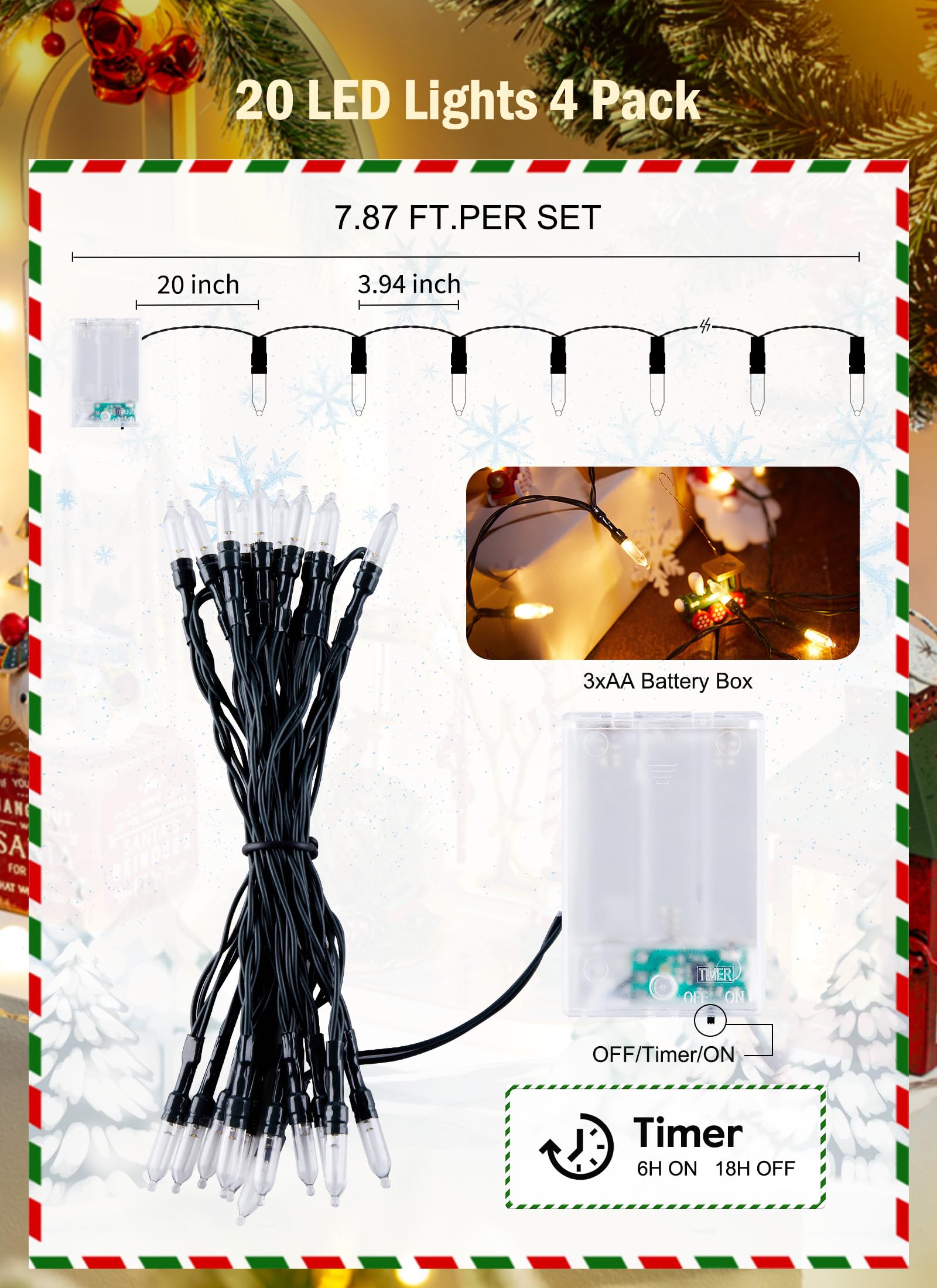 Foto 5 pulgar | Cadena De Luces Led Brightown De 8 Pies Y 20 Led, Funciona Con Pilas - Venta Internacional.