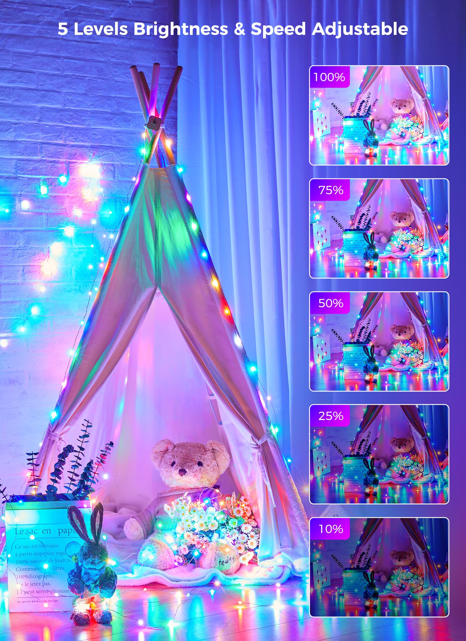 Foto 5 pulgar | Guirnalda De Luces Minetom Que Cambian De Color, 22 Colores, 20 M, 200 Led - Venta Internacional.