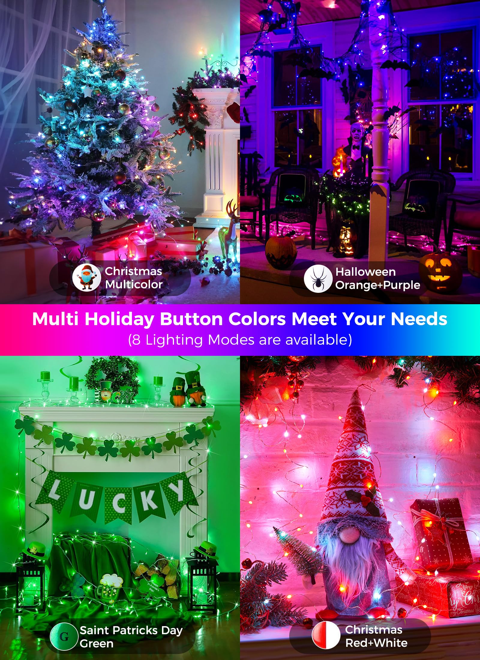 Foto 8 pulgar | Guirnalda De Luces Minetom Que Cambian De Color, 22 Colores, 20 M, 200 Led - Venta Internacional.
