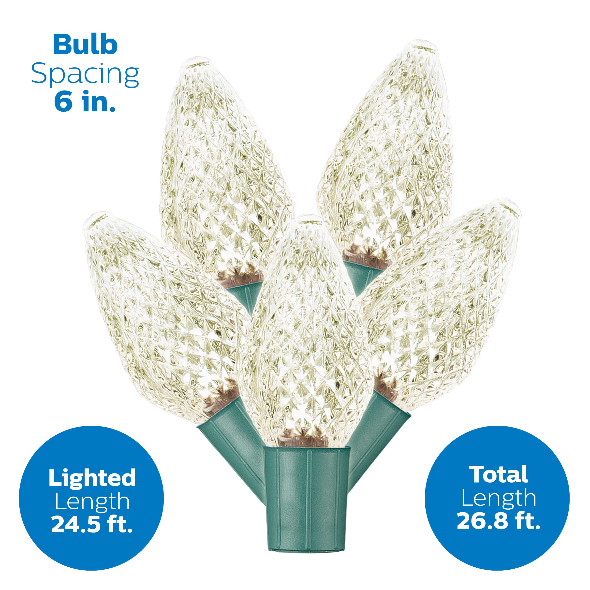 Foto 4 pulgar | Luces Navideñas Philips 50 Led Blanco Cálido C9 Facetadas - Venta Internacional