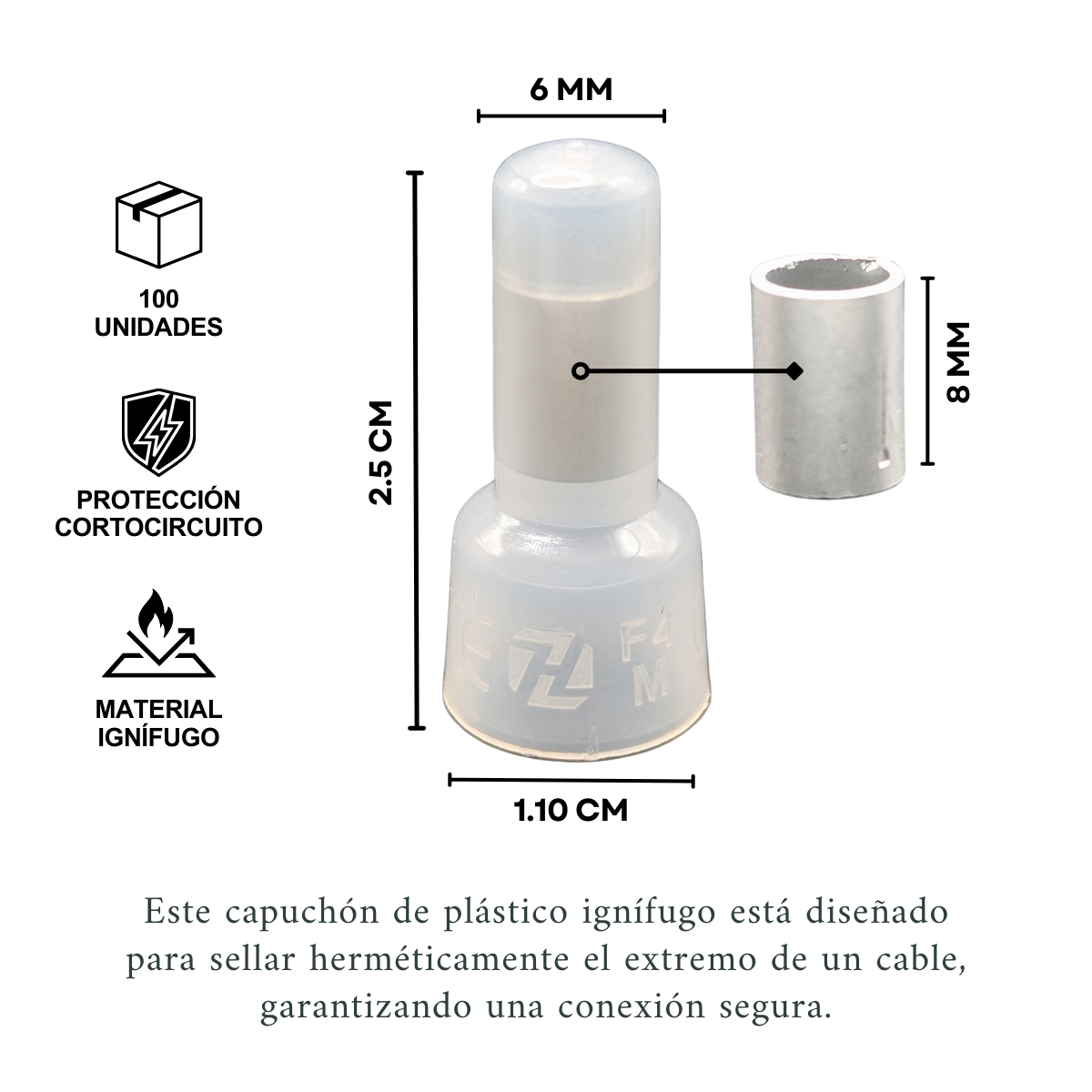 Foto 2 | Capuchón Para Conexión De Presión, Empalme Final Tipo A, 100 Pz