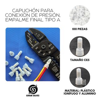 Foto 3 | Capuchón Para Conexión De Presión, Empalme Final Tipo A, 100 Pz