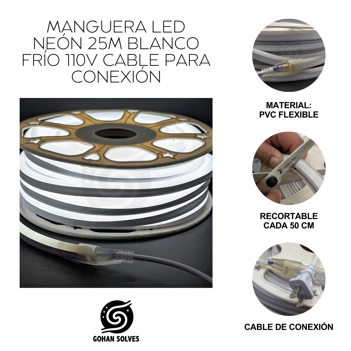 Foto 4 | Manguera Led Neon 25m Blanco Frío 110v Cable Para Conexión