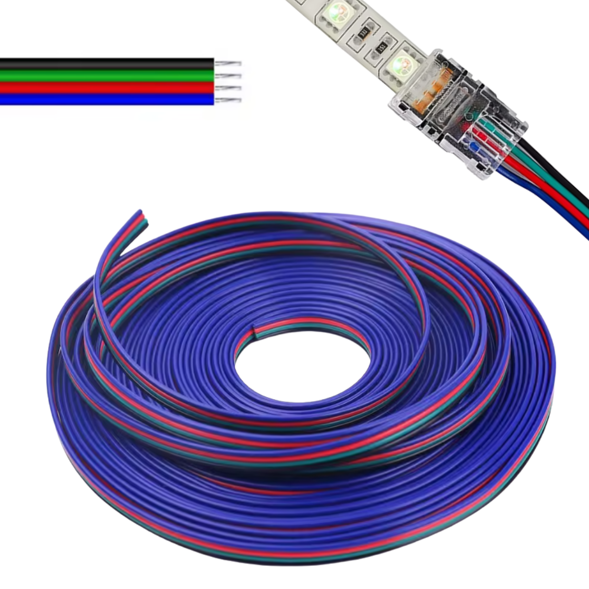 Foto 2 pulgar | Cable De Extensión Rgb 4 Hilos 4 Pines 22 Awg, 10 Metros