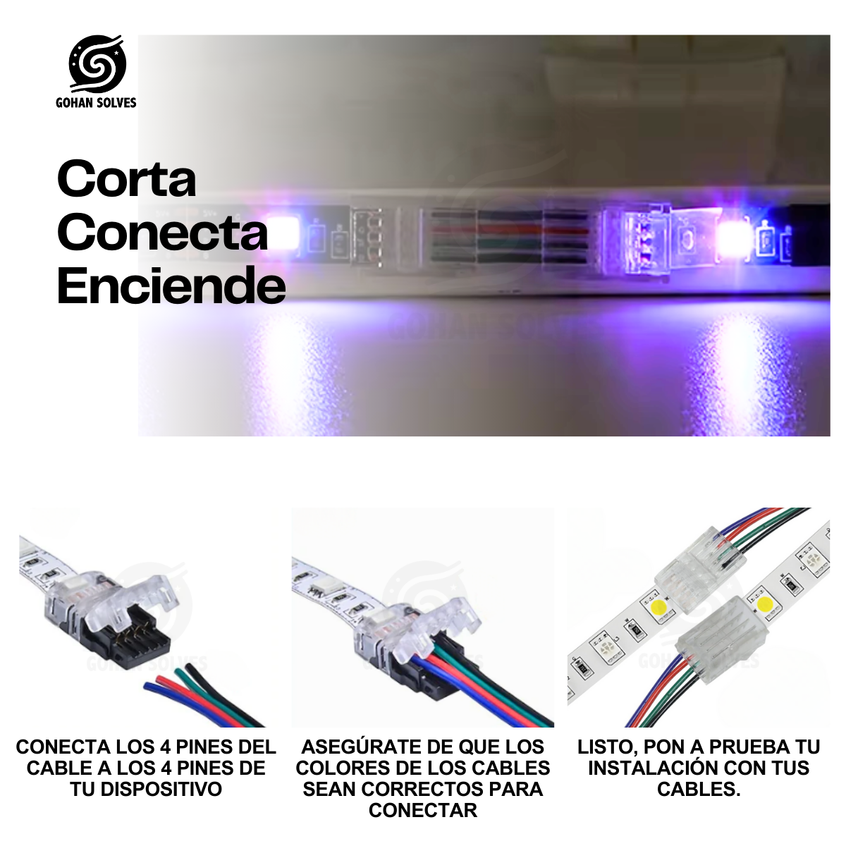 Foto 5 pulgar | Cable De Extensión Rgb 4 Hilos 4 Pines 22 Awg, 10 Metros