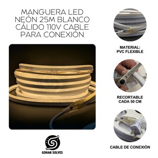 Foto 4 | Manguera Led Neon 25m Blanco Cálido 110v Cable Para Conexión