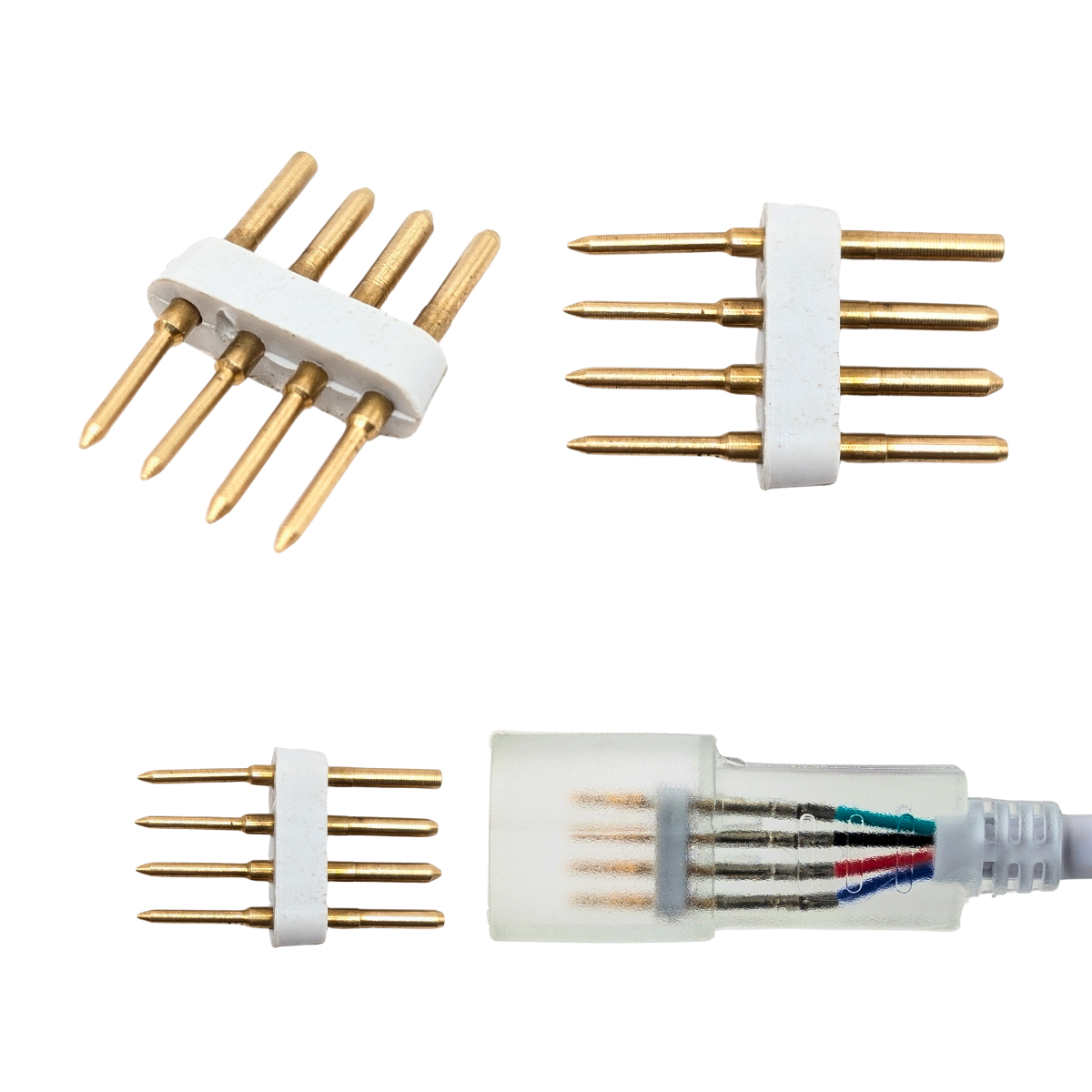 Conector Para Tira Led, 4 Pines Para Manguera, Rgb 110v, 12 Pz