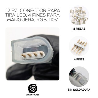 Foto 3 | Conector Para Tira Led, 4 Pines Para Manguera, Rgb 110v, 12 Pz