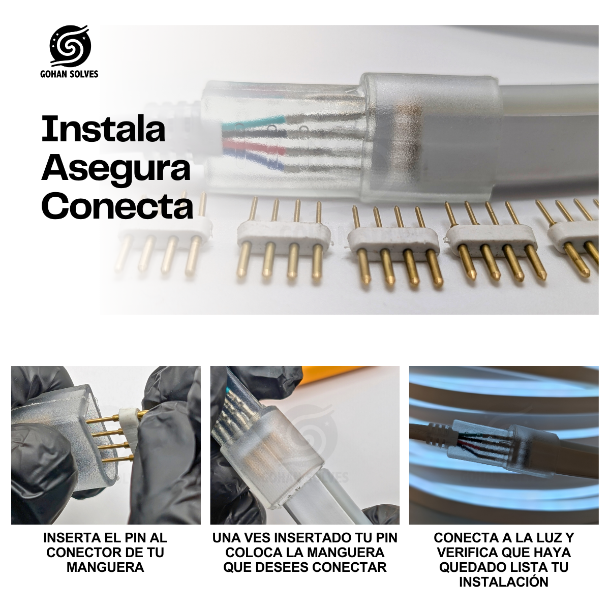 Foto 5 pulgar | Conector Para Tira Led, 4 Pines Para Manguera, Rgb 110v, 12 Pz