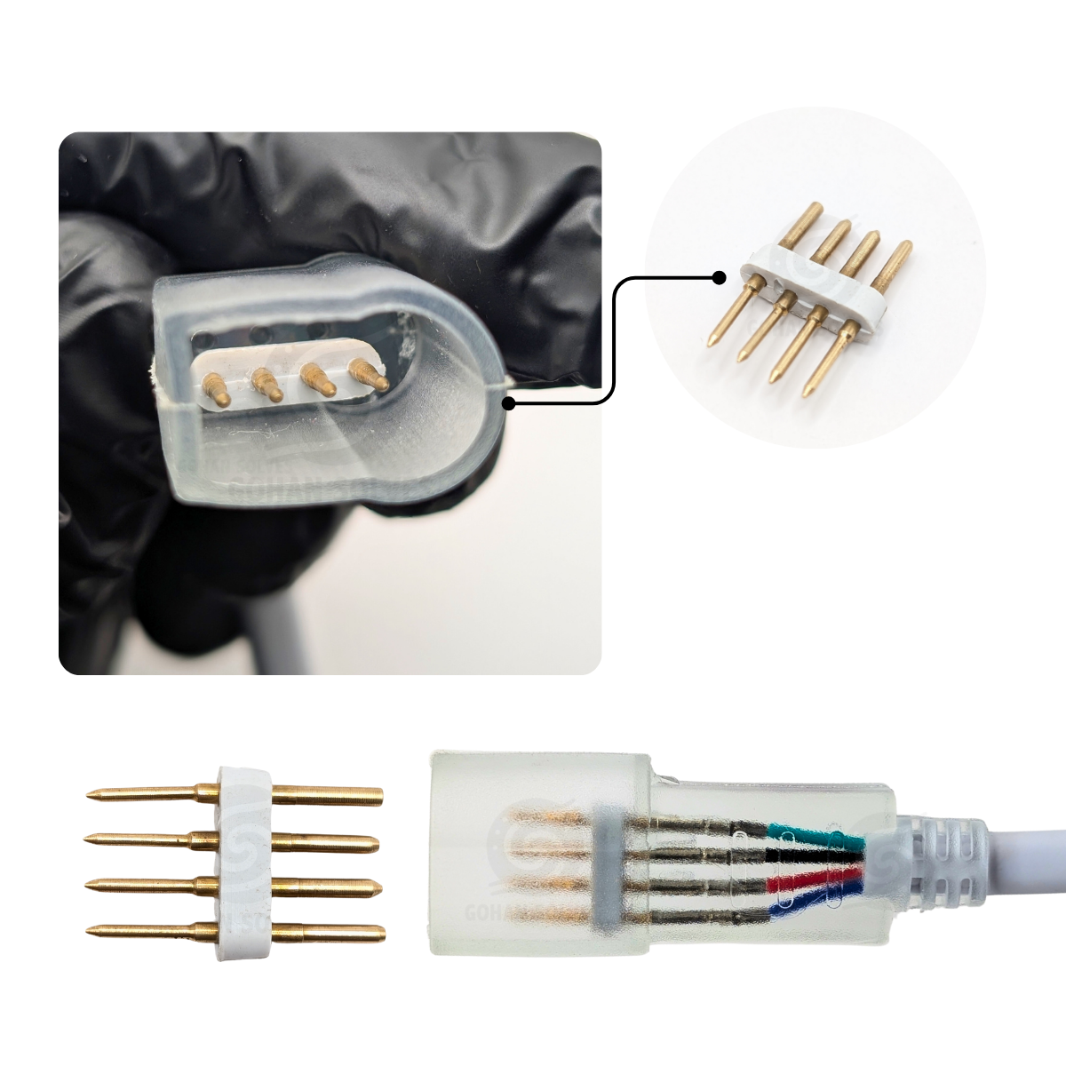 Foto 6 pulgar | Conector Para Tira Led, 4 Pines Para Manguera, Rgb 110v, 12 Pz