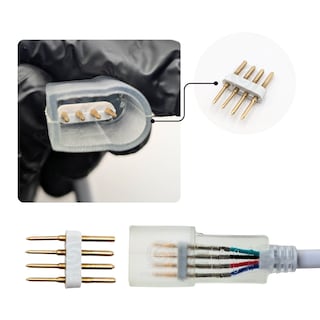 Foto 5 | Conector Para Tira Led, 4 Pines Para Manguera, Rgb 110v, 12 Pz