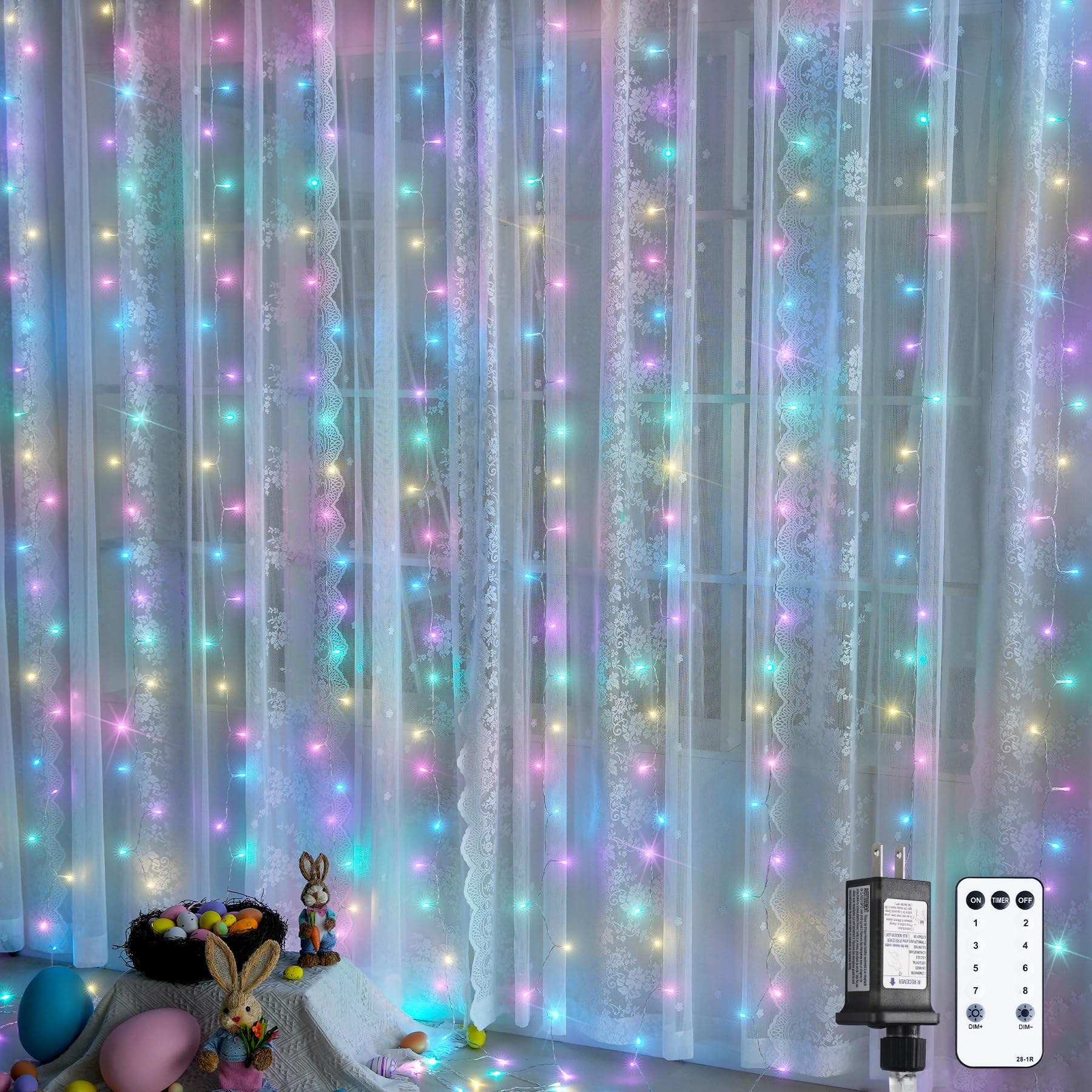 Foto 2 pulgar | Luces De Cortina Jmexsuss 300 Led De Pascua De 3 X 3 M Con Mando A Distancia - Venta Internacional.