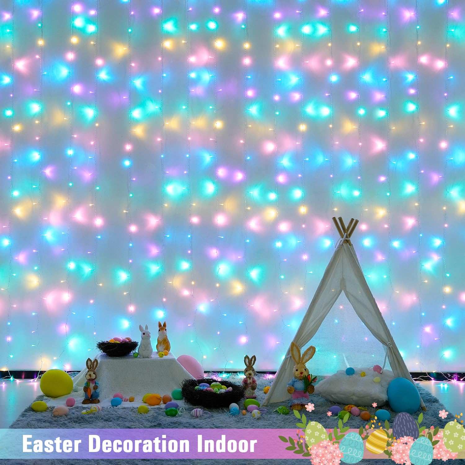 Foto 8 pulgar | Luces De Cortina Jmexsuss 300 Led De Pascua De 3 X 3 M Con Mando A Distancia - Venta Internacional.